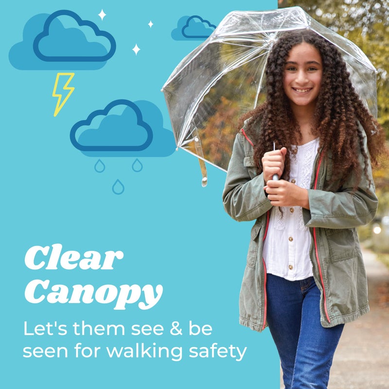 totes Kids Clear Bubble Umbrella with Dome Canopy, Lightweight Design, Wind and Rain Protection Umbrella, Pink, Kids - 38" Canopy - Image 4
